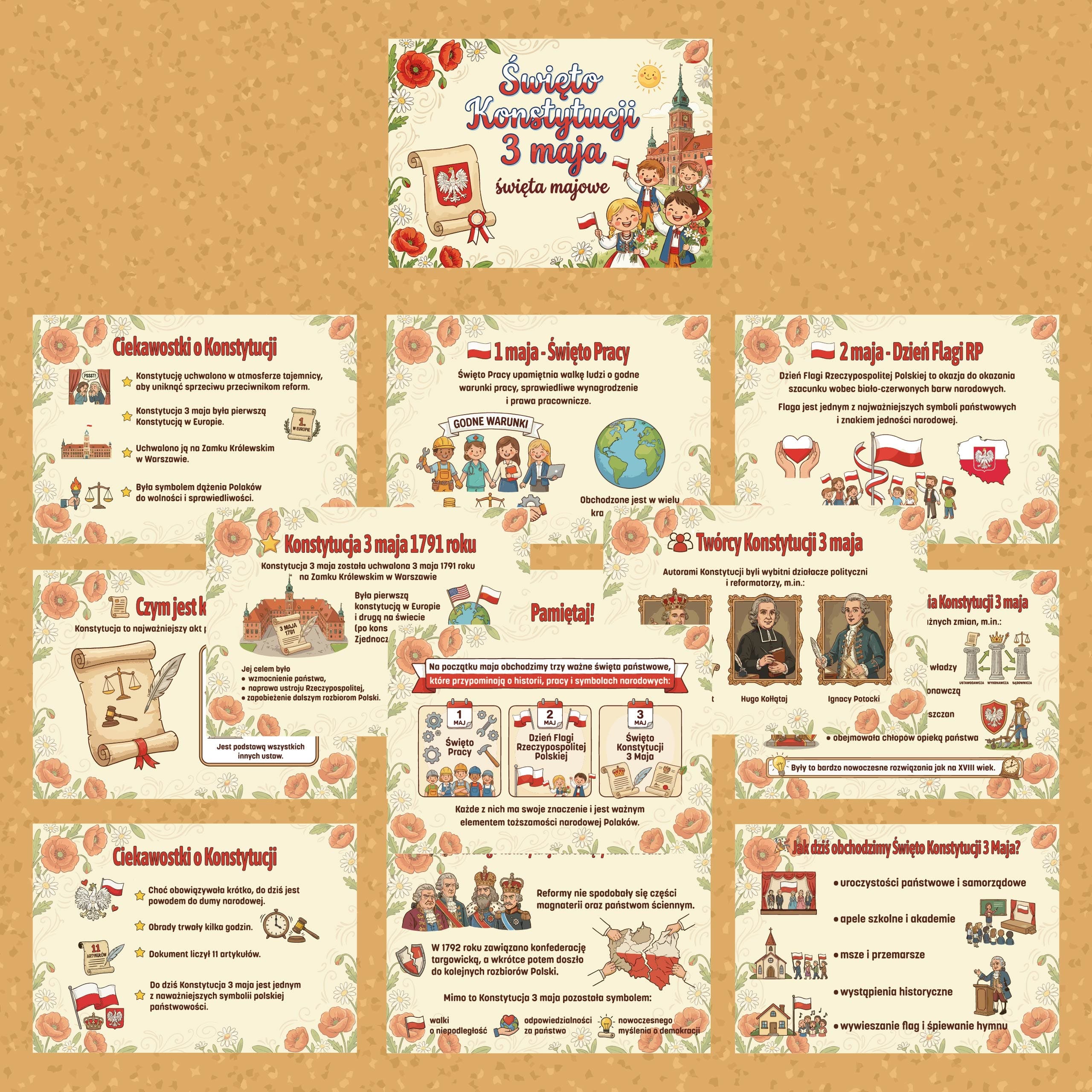 Gazetka "Konstytucja 3 maja – święta majowe"